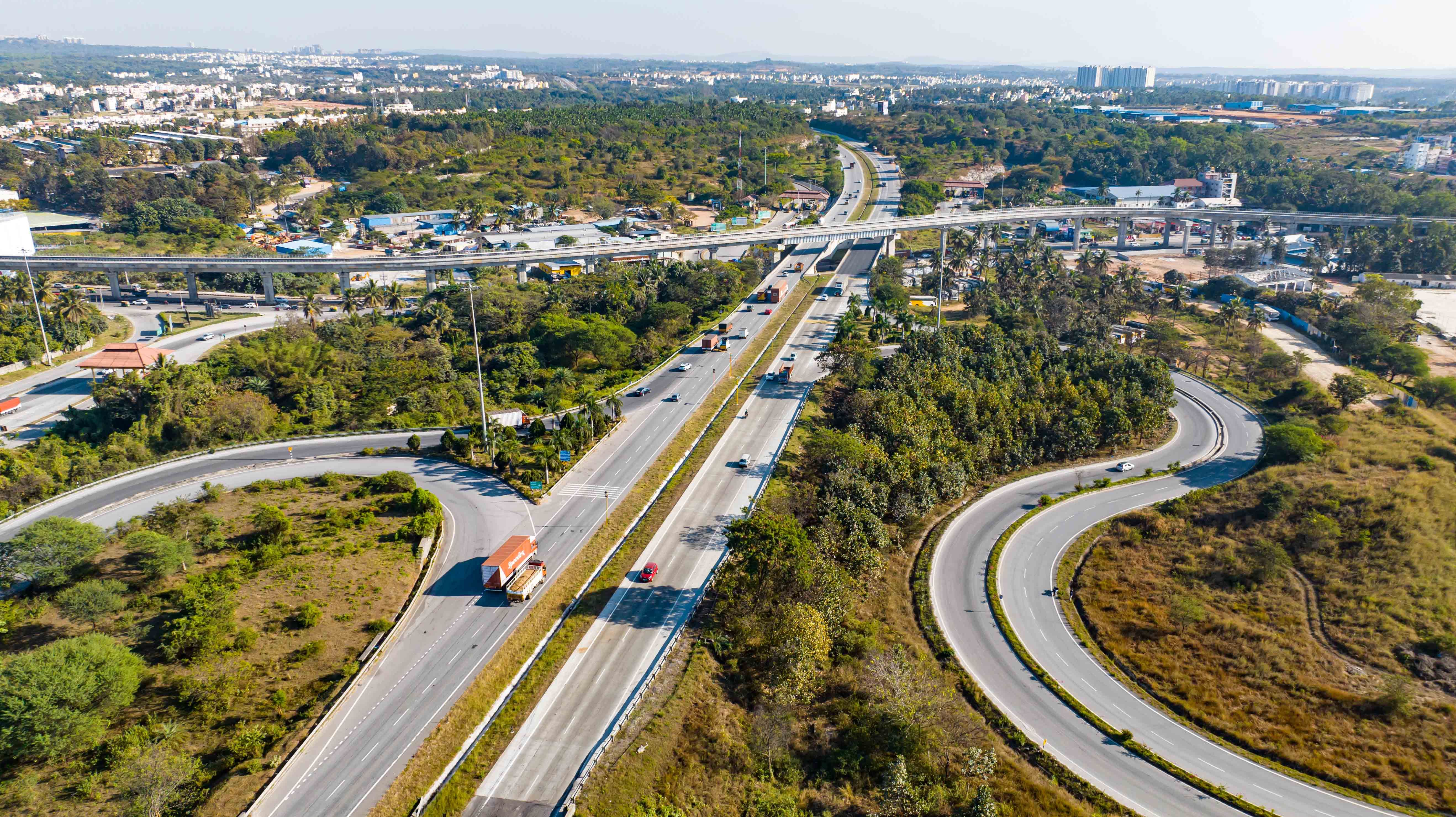 Urban highway network aerial view — road asset management